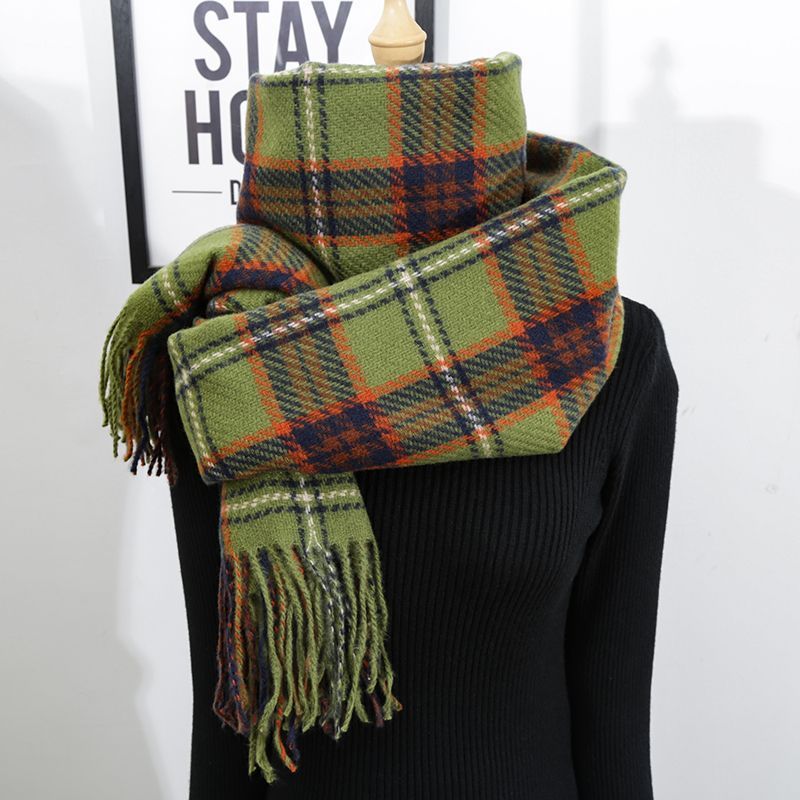 Scarf for women winter ins girl Japanese style long Korean version versatile thickened student plaid scarf shawl dual use