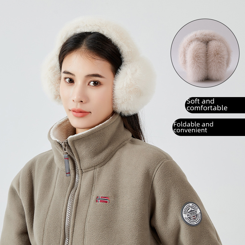 Autumn and winter warm earmuffs plush women's ear warm plus velvet earmuffs foldable anti-freeze earbags imitation rabbit hair earmuffs earmuffs