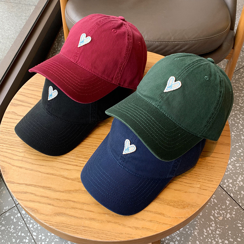 Love baseball cap for girls, large size, big head circumference, soft top cap, round face, square face, wearable Korean style cute hat for men