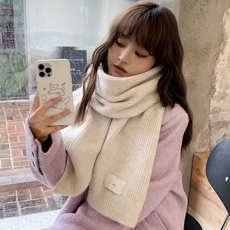 Korean ins scarf women's winter long versatile imitation cashmere new high-end neck guard beige scarf trendy