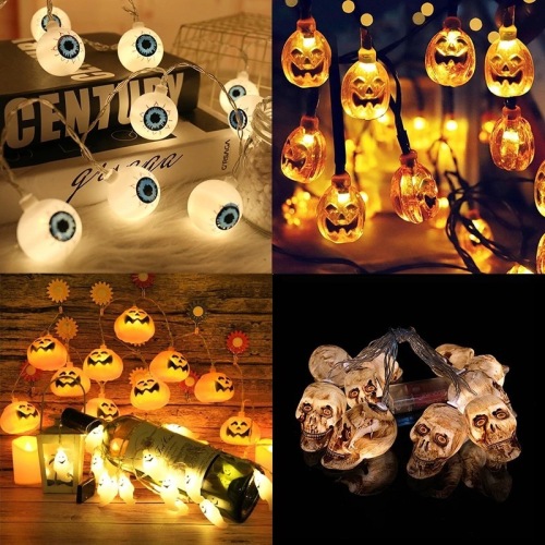 New cross-border Halloween skull spider string lights ghost eyes ghost pumpkin decorative string lights led ghost festival lights