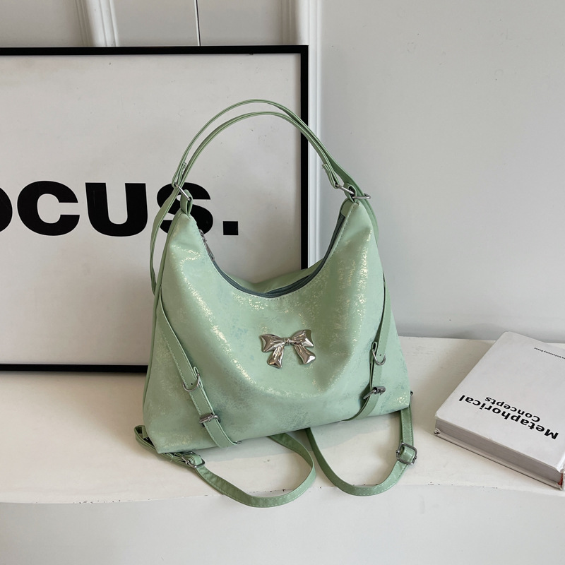 Three-purpose women's casual solid color 2024 new fashionable Korean style casual large-capacity commuter backpack tote