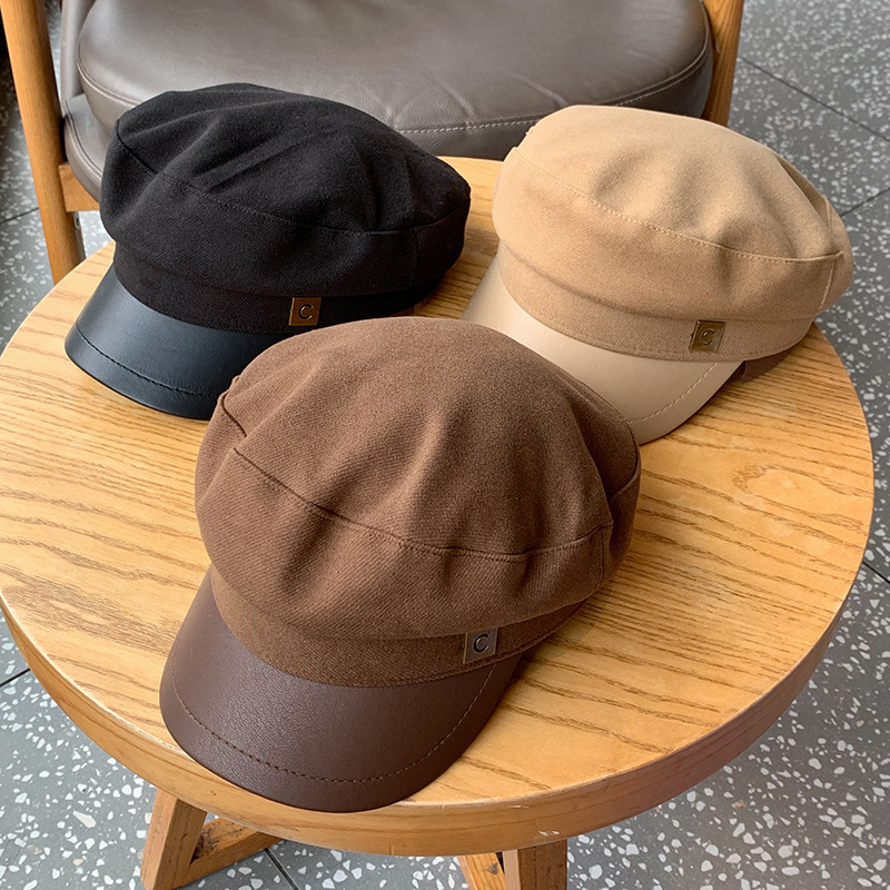Japanese retro wind and cloud hat winter new woolen beret simple fashion literary newsboy hat trendy men and women