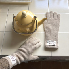 New autumn and winter gloves men's winter solid color wool blended wool five-finger touch screen warm cycling gloves