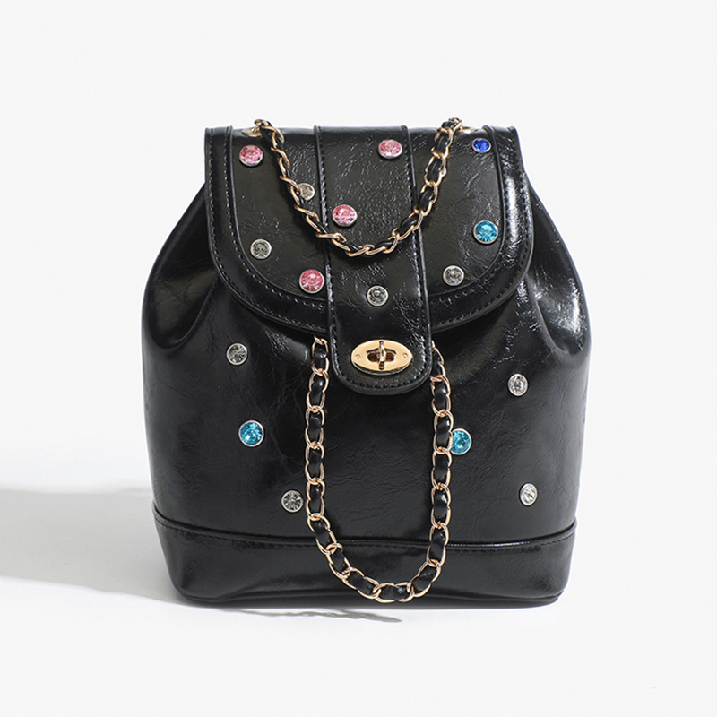New style small fragrant diamond backpack shoulder chain bag, light luxury niche backpack, fashionable colorful diamond personalized women's backpack