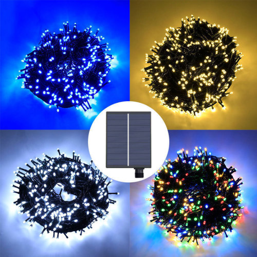 Cross-border new LED solar remote control light string holiday courtyard Christmas wedding outdoor waterproof decorative lights wholesale