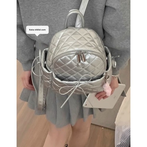 2024 new style small fragrant rhombus backpack trendy bag Korean niche backpack student large capacity portable school bag