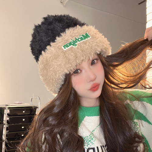 Autumn and winter woolen hat for women Korean style fashionable warm windproof and cold hat outdoor cycling coldproof warm knitted plush hat