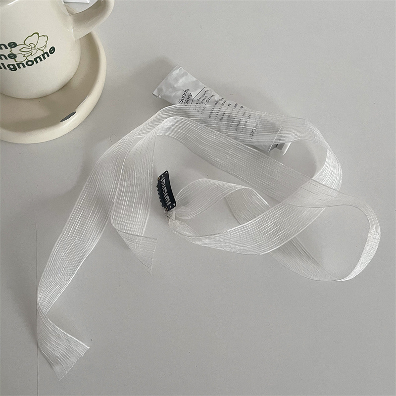 Korean retro braided hair ribbon headdress Korean gentle and sweet lace side streamers tied with hair clips for women