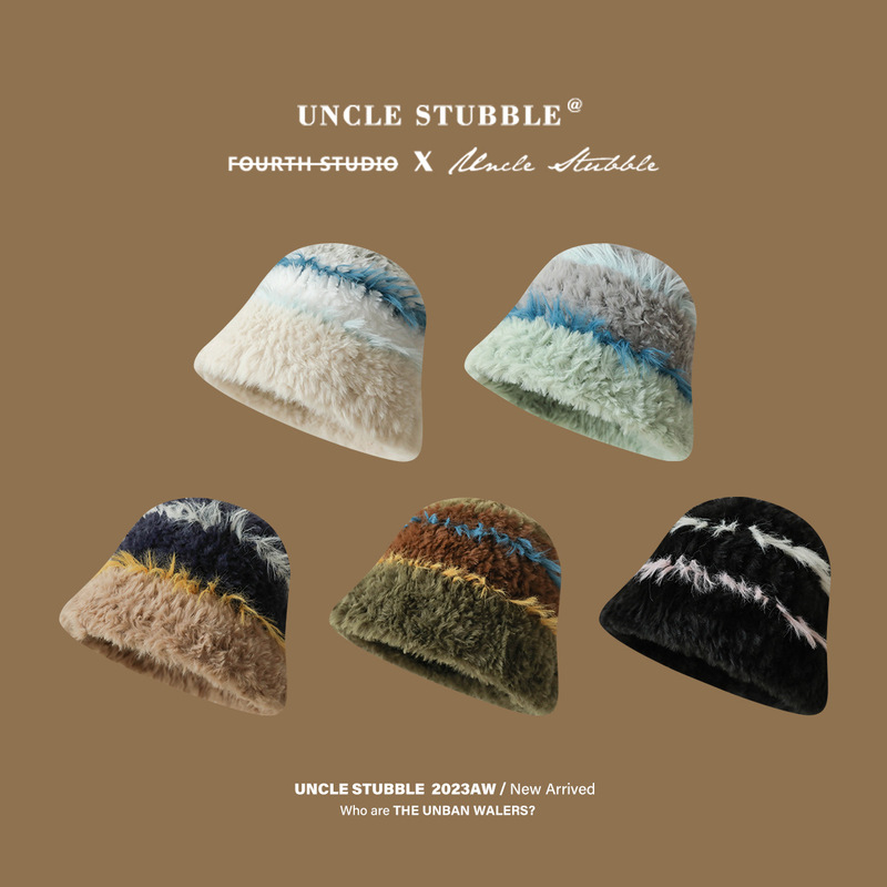 Internet celebrity plush atmosphere basin hat for girls in winter thickened warm bucket hat Korean version soft waxy woolen hat fisherman hat