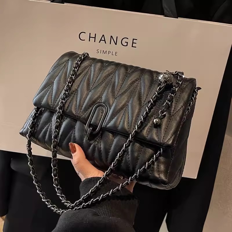Small square bag for women cross-body, high-end rhombus embroidery chain bag, Korean fashion, versatile, women's shoulder mobile phone bag, trendy
