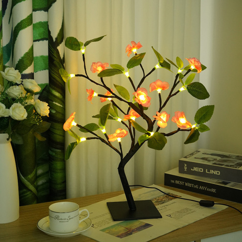 2024 cross-border new style led peach blossom tree lamp room decoration home furnishings gift decoration lantern light string