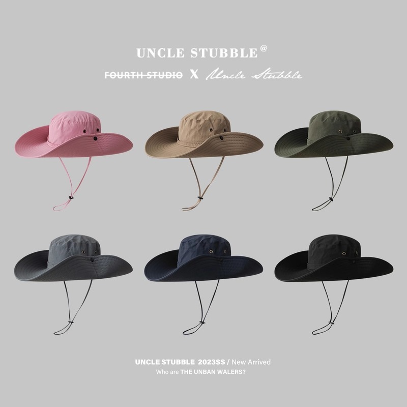 Large brim outdoor sun hat rolled hem western cowboy style hiking hat fishing hat sun hat solid color fisherman hat