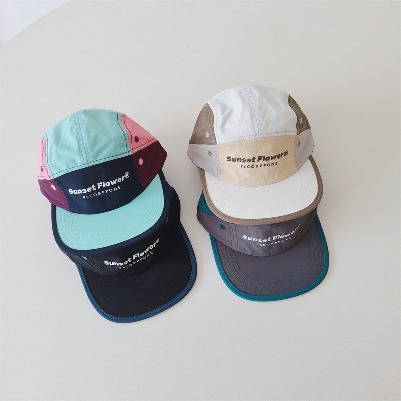 American-style parent-child cap, thin, quick-drying, color-blocked embroidered travel wear baseball cap