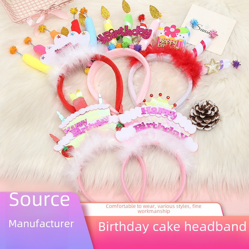 Cute birthday candle cake headband happybirthday letter party photo headband headband