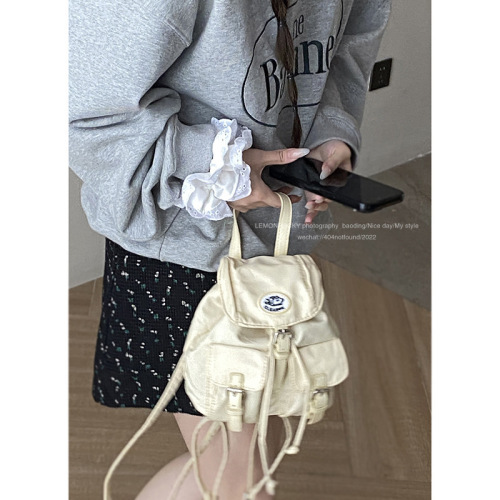 Korean style casual nylon canvas bag for women 2024 new simple backpack versatile portable bucket bag backpack