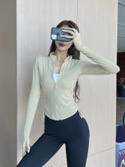 Slim fitness yoga clothing top quick-drying sports zipper cardigan running long-sleeved yoga sun protection jacket for women