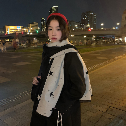 Winter long shawl fashionable star scarf thickened versatile imitation cashmere warm and cold double-sided scarf for women