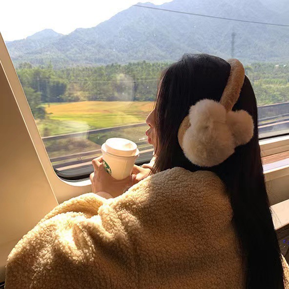 Warm, windproof, sweet earmuffs, earphone-style earbags, cute plush ear protection, warm earmuffs, cute earmuffs for students