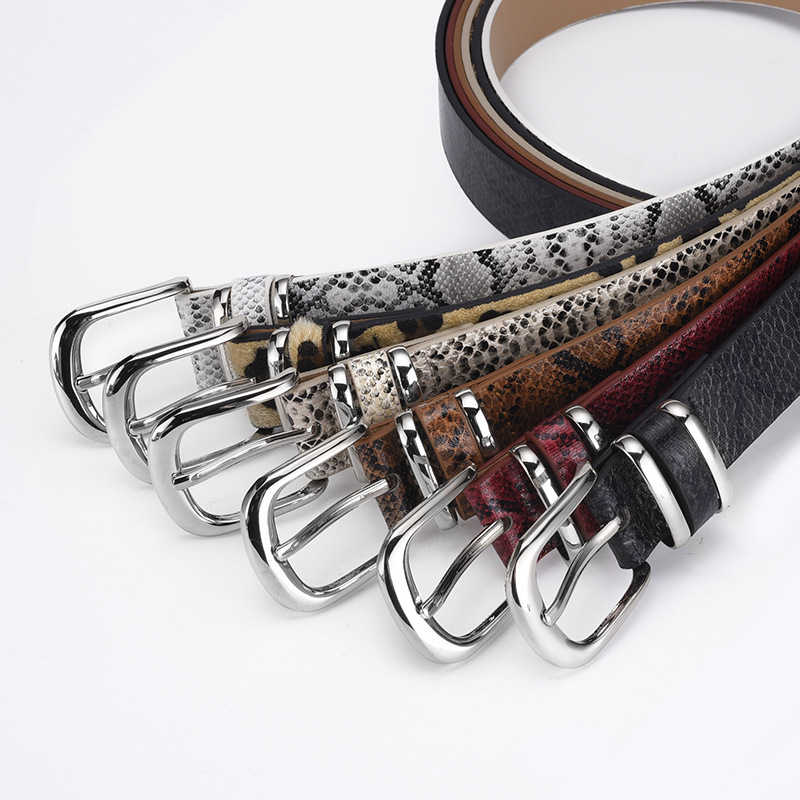 Cross-border Four Seasons New Women's Snake Pattern Belt Retro Pin Buckle Decorative Clothing Ethnic Style Belt for Women