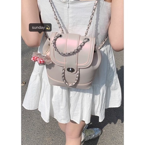 Korean version niche backpack women's 2024 new fashion chain bucket bag student versatile casual backpack