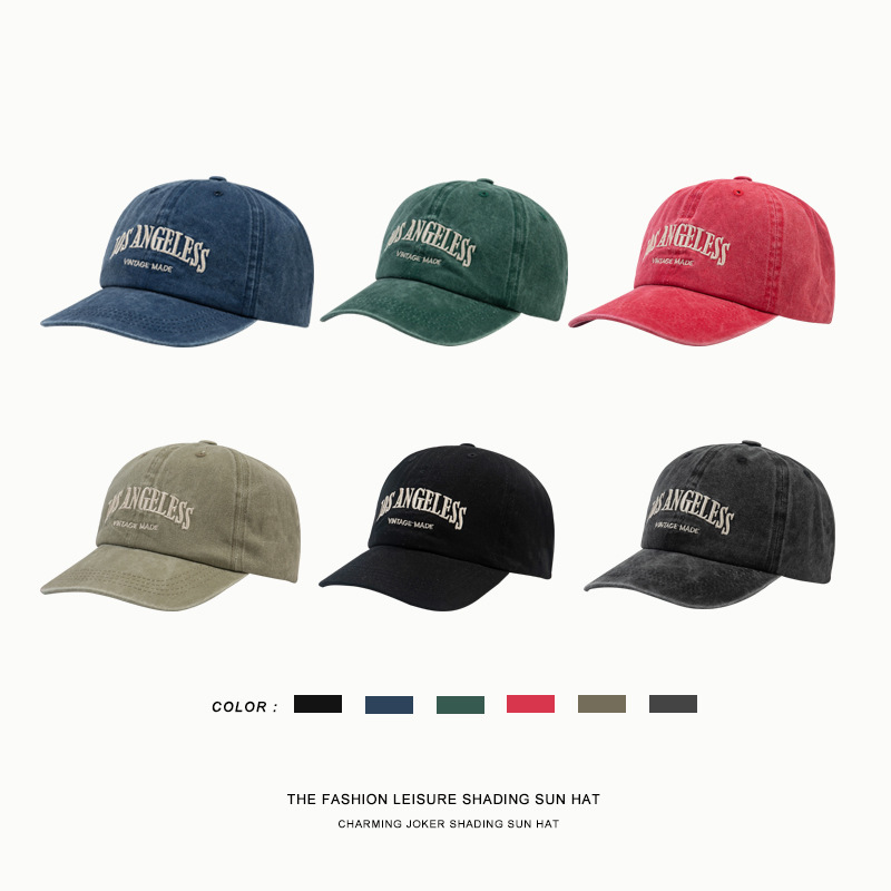 Korean ins trend retro distressed denim embroidered letters baseball cap couple outdoor thin sun hat