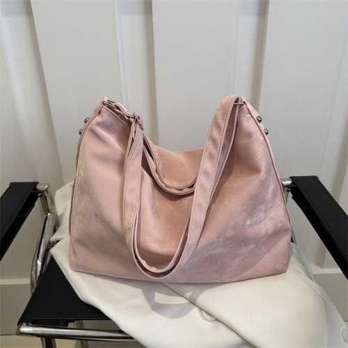 Large capacity casual spring solid color 2024 new style simple texture soft surface stylish commuter tote single shoulder crossbody bag for women