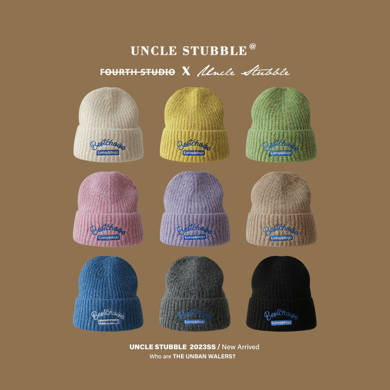 Korean style trendy brand knitted hat autumn and winter woolen hat for women ins style student couple colorful wool cold hat Baotou hat for men