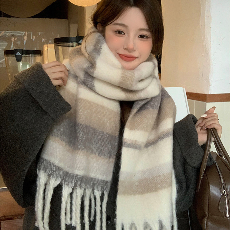Maillard atmosphere scarf women's winter new Korean imitation cashmere warm scarf extended shawl dual use
