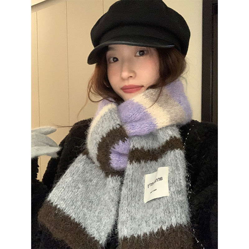 Women's autumn and winter 2024 new Korean style high-end warm and atmospheric neck scarf with wool scarf