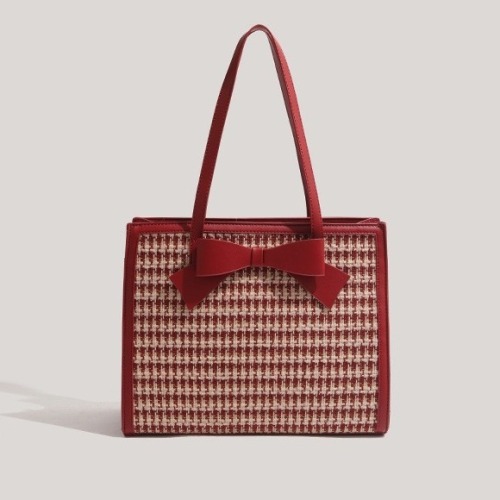 CDIWRI&KARI 2024 new red bag wedding bag women's houndstooth high-end large-capacity shoulder tote