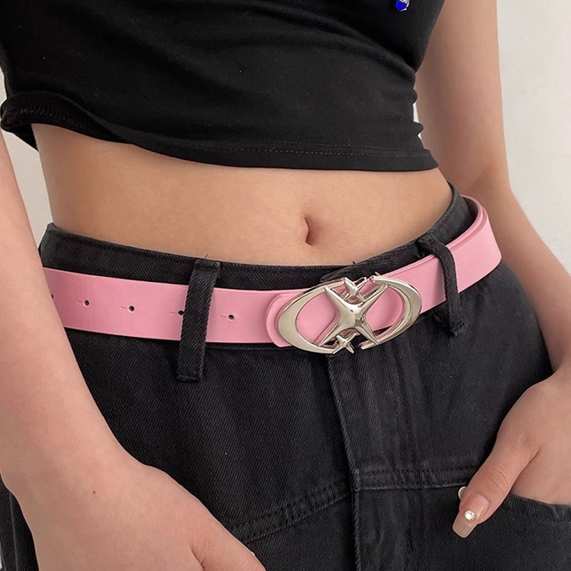 Dopamine Belt Women's 2024 New Millennium Hot Girl Pink Belt Versatile Korean Style Simple Ins Trend