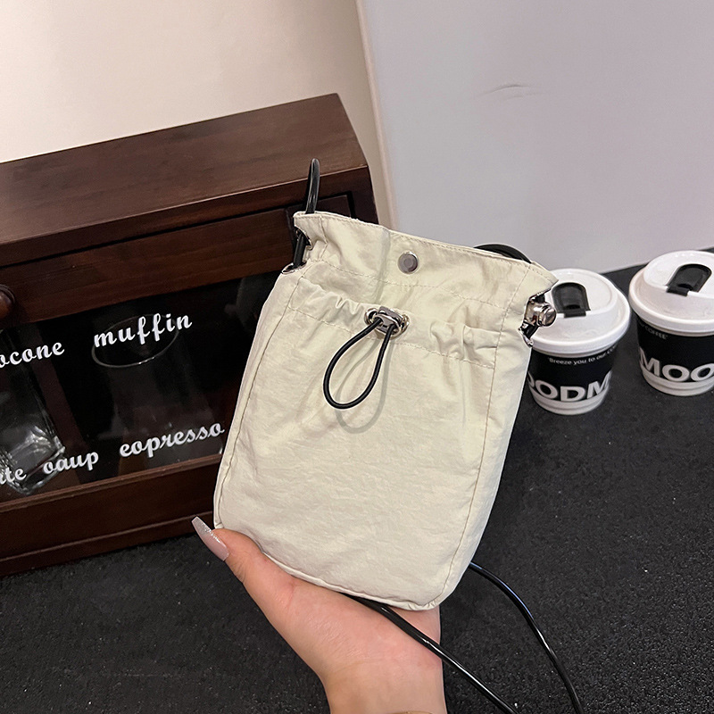 Minimalist style mobile phone bag for women Japanese and Korean thin drawstring canvas small bag versatile mini shoulder crossbody coin purse bags