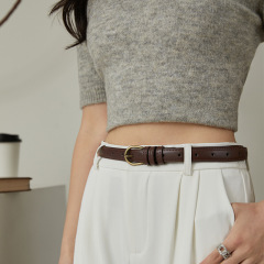 Retro small belt women's ins style versatile jeans belt thin black simple belt