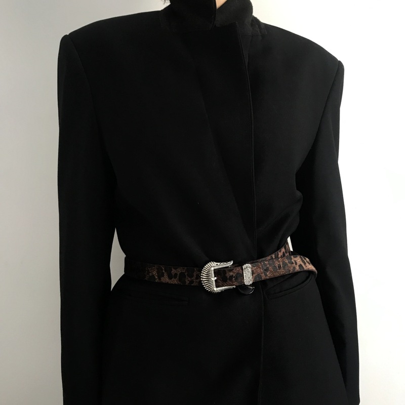 American retro leopard print hottie style belt for women with metal carving design belt with skirt and jeans with decoration