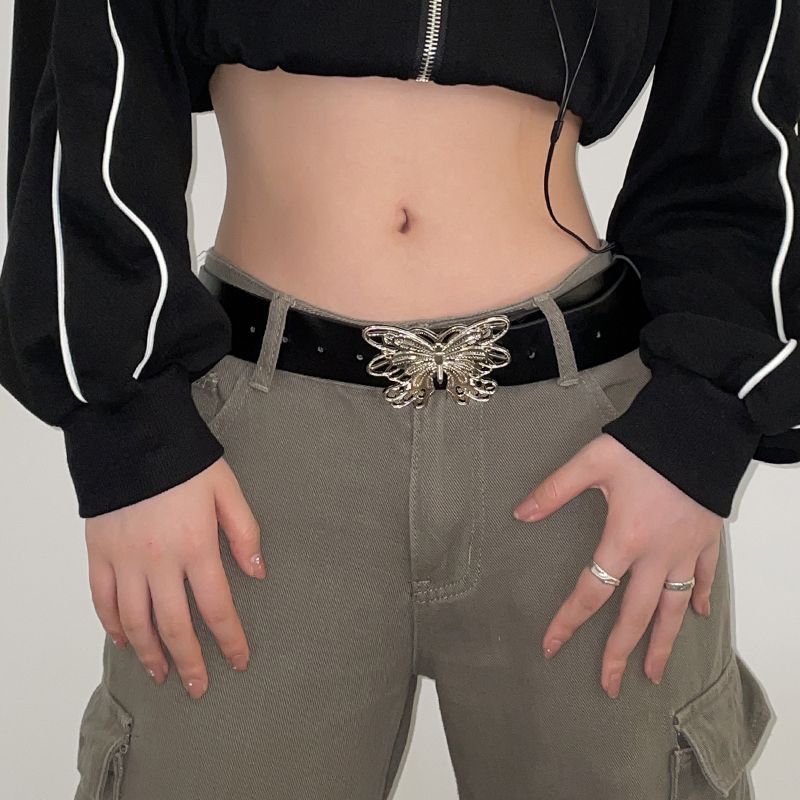 New butterfly hot girl high-end wide belt women's ins style belt niche decorative jeans with fashion