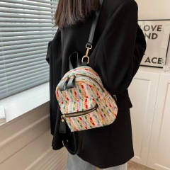 Japanese and Korean style personalized polyester contrasting color fashion small fresh women's small square bag women's backpack small backpack wholesale bag