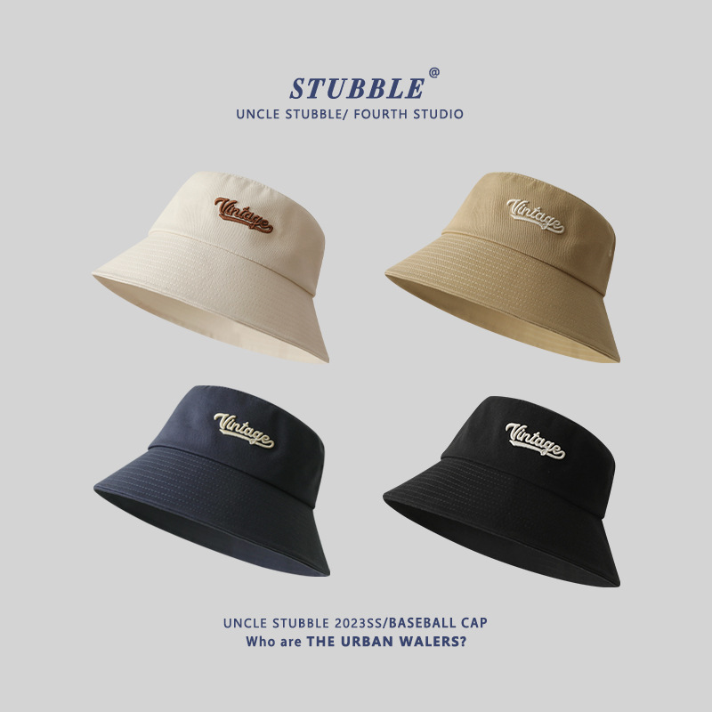 New style fisherman hat for men and women, Korean style trendy brand sunshade and sun protection pure cotton hat with wide brim and face-showing small basin hat