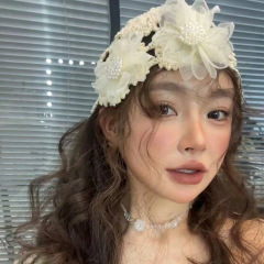 Japanese elegant flower pullover hat for women, handmade crocheted hollow toe cap, versatile head hat, trendy