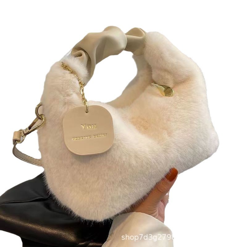 2024 New Fairy Plush Bag Autumn and Winter Cute and Versatile Large Capacity Plush Women's Bag Shoulder Crossbody Handbag