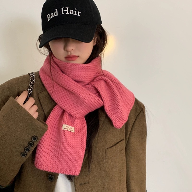 Korean style scarf for women in autumn and winter Korean version versatile warm ins versatile wool knitted shawl large scarf