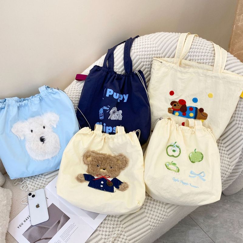 Cute embroidery versatile literary shoulder bag tote bag women's lazy style large capacity commuter shoulder bag