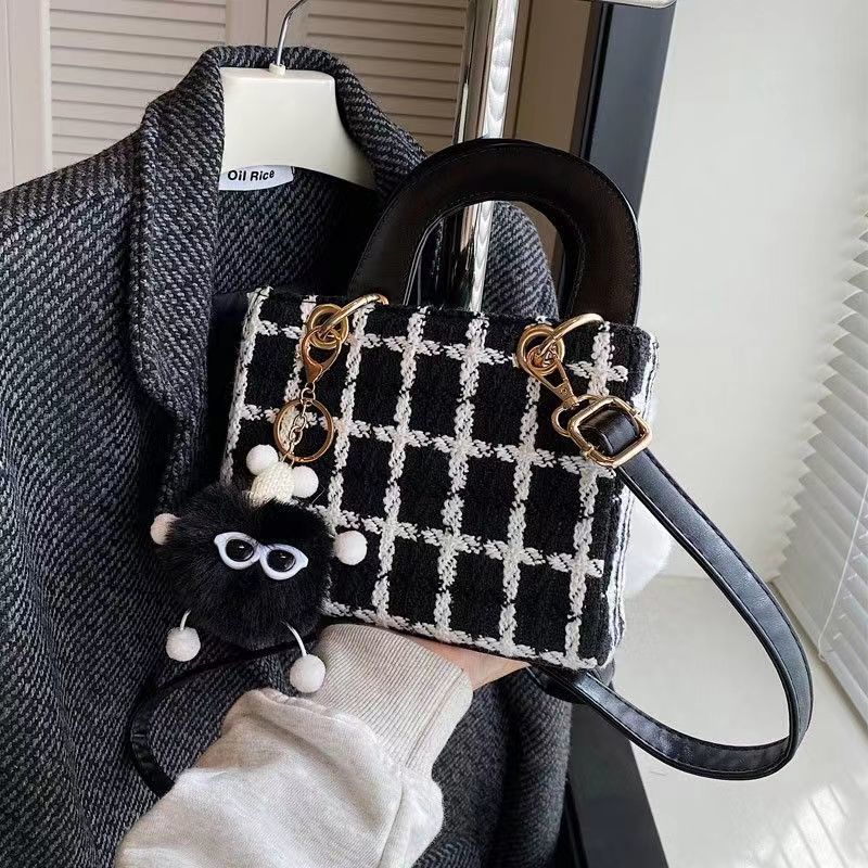 Niche design woolen bag 2024 new bag women's bag autumn internet celebrity popular crossbody bag handheld Princess Diana bag