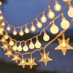 Solar string lights outdoor camping atmosphere lights led string lights night market stall lights unplugged room decorative lights