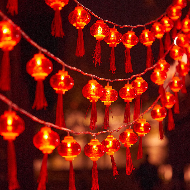 LED lantern string lights New Year lanterns Spring Festival flashing lights string lights festival festive Lantern Festival arrangement tassel red lanterns