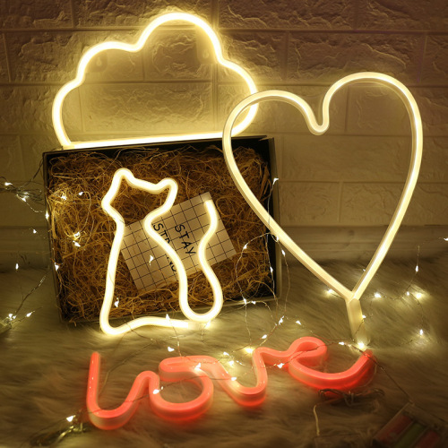 Internet celebrity LED modeling light flamingo love decorative night light Christmas colorful creative props neon light