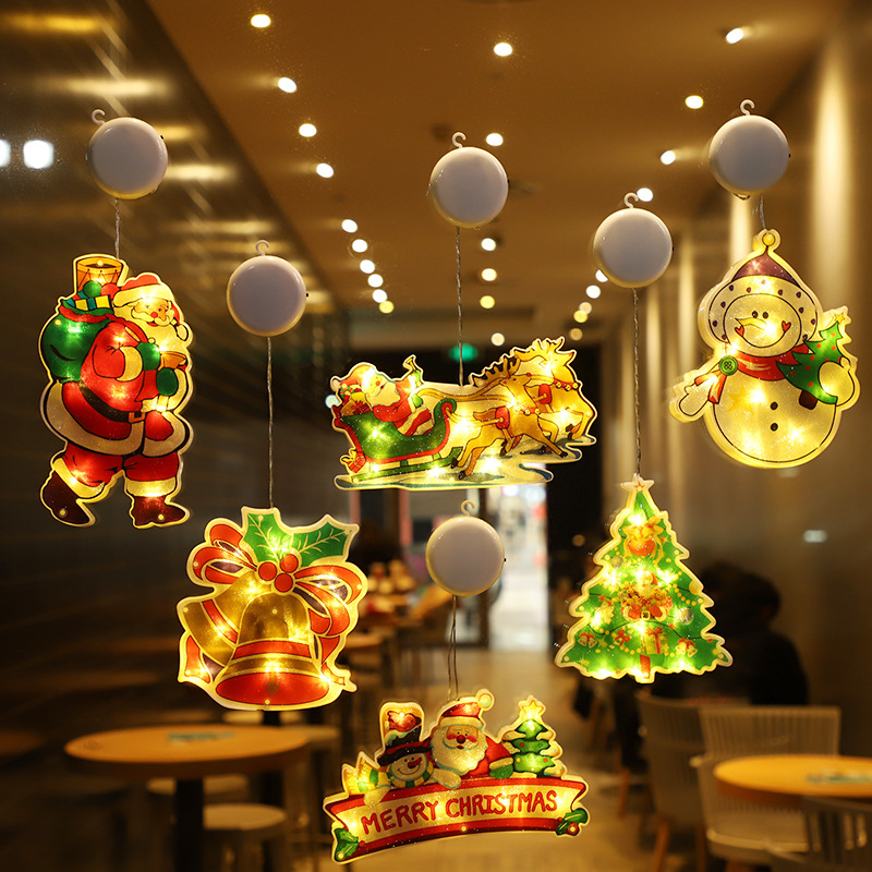 Christmas lights window stickers hanging lights Christmas decorative lights window shop LED suction cup lights small lanterns