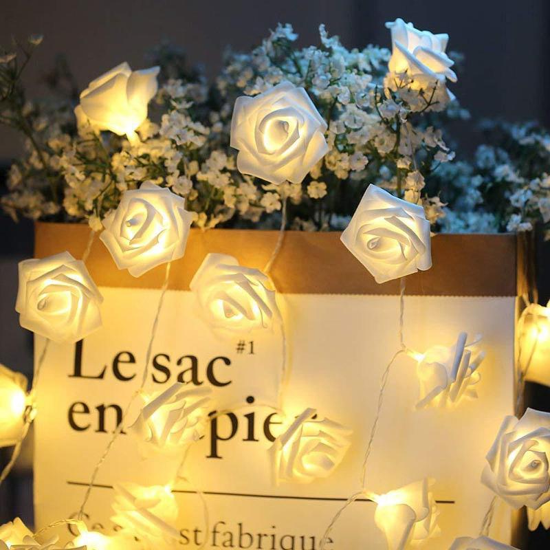 led rose light string simulation foam festoon lanterns valentine's day atmosphere decoration rose light string