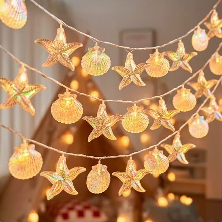 Girly heart shell starfish shape decorative light string birthday room decoration atmosphere light trunk surprise small lantern