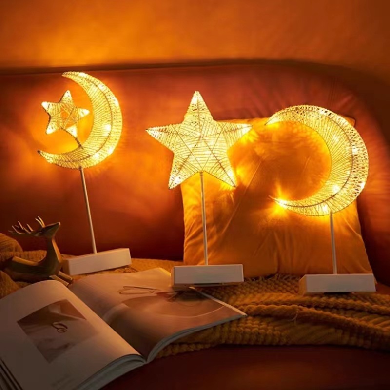 New internet celebrity rattan shape night light bedroom room decoration girl heart Christmas tree moon and stars